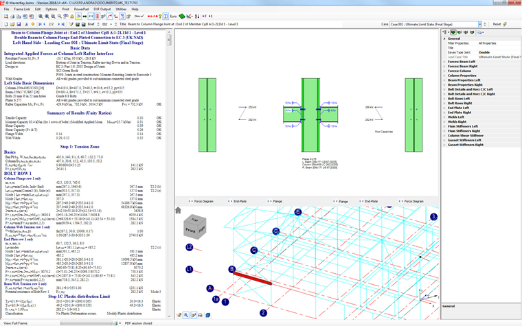 Integrated steel connection design within the 3D frame analysis