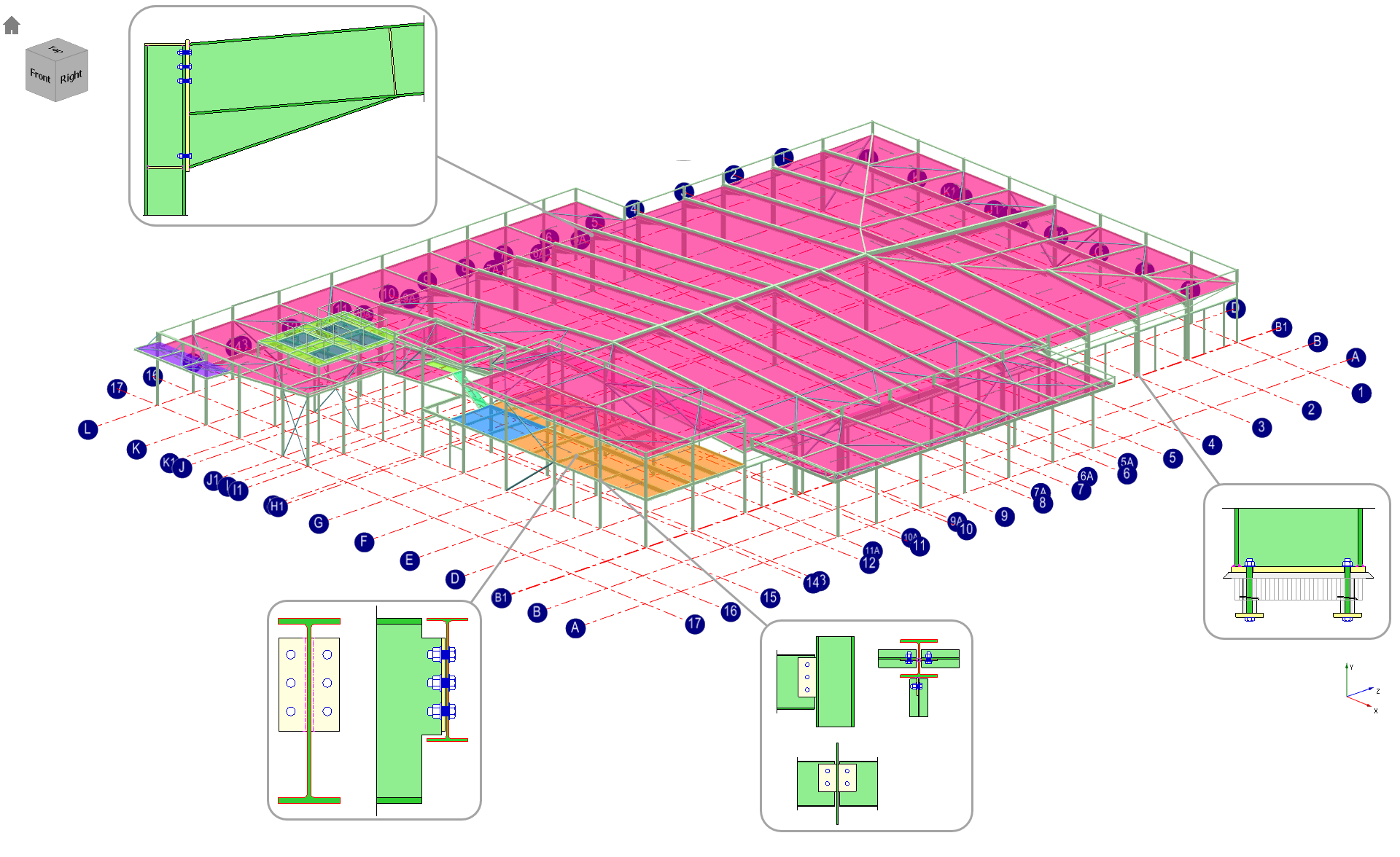 Fully integrated steel connection design within the 3D frame analysis