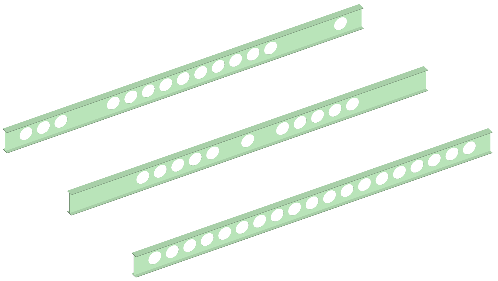 Different cellular beam configurations