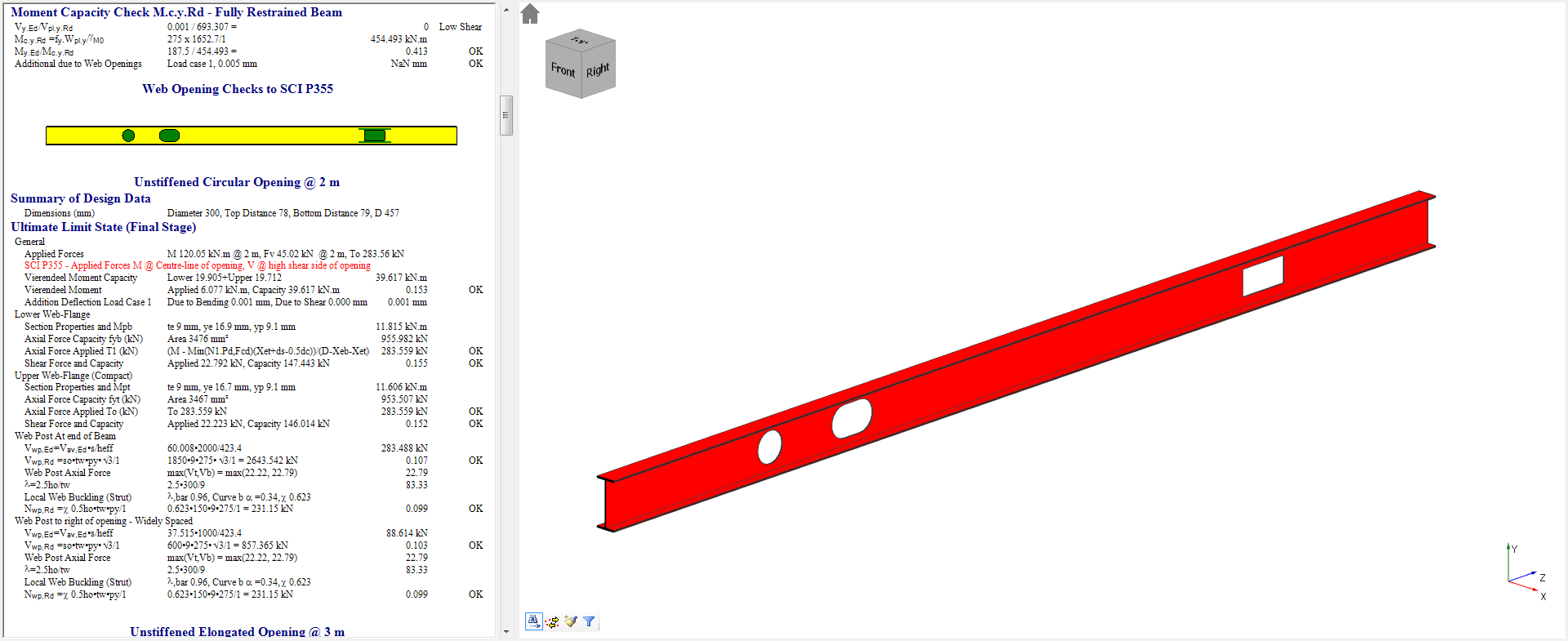 Integrated steel beam design with web openings