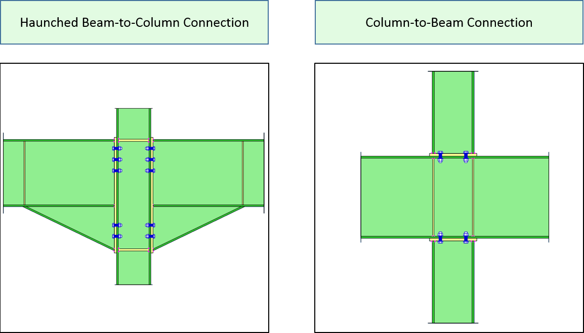 MasterSeries Beam-to-Column and Column-to-Beam Connection types