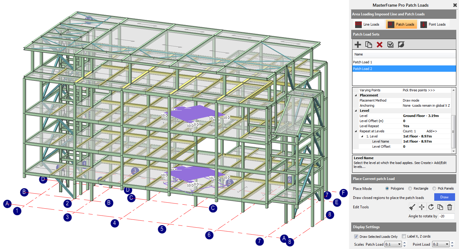 Multi-storey area load handling in MasterFrame