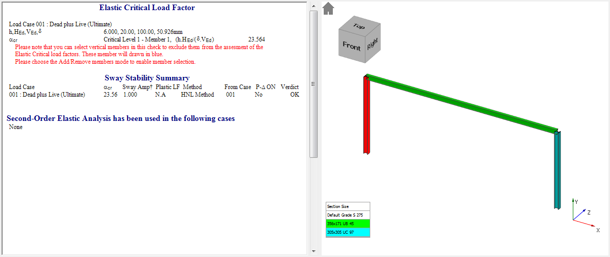 MasterFrame simplified elastic critical load factor calculation to Eurocode 3