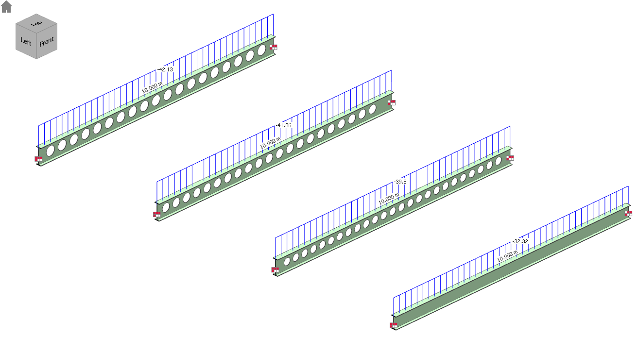 Comparison of different cellular beam solutions