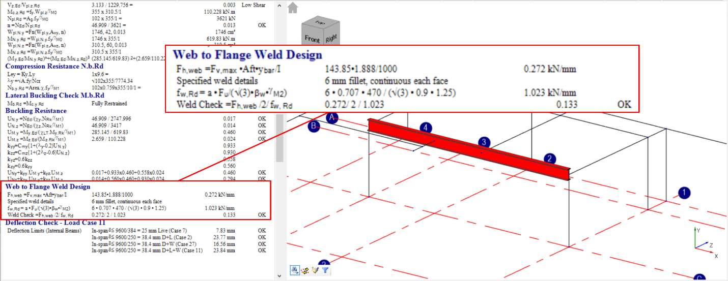 Web to flange weld design in MasterSeries