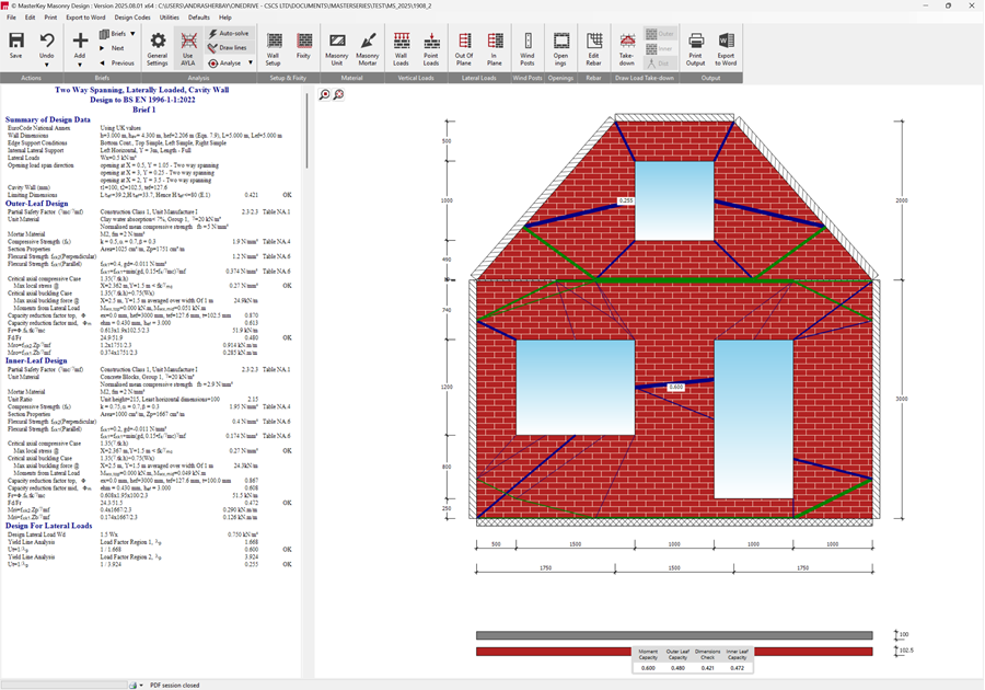 Design of a multi-storey masonry gable wall