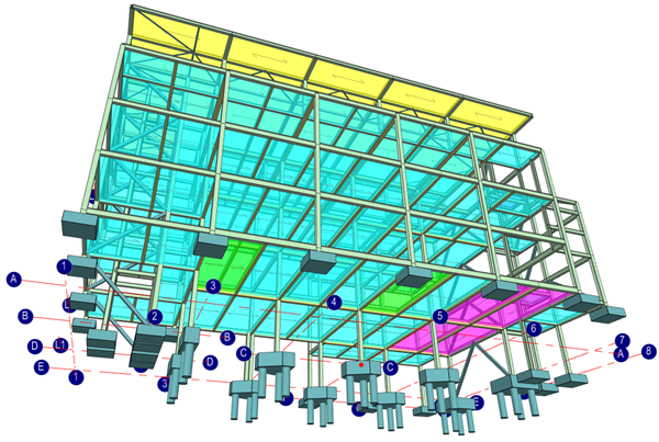 Pile cap design as a part of a 3d multi story building