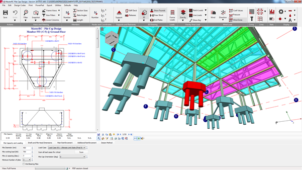 Integrated pile cap analysis and design in MasterFrame