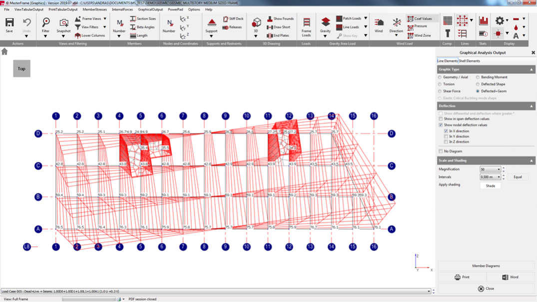 Static analysis result of a seismic load case