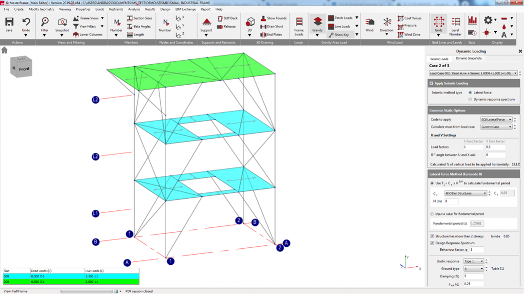 Applying the seismic loading using the simplified Eurocode Lateral Force Method