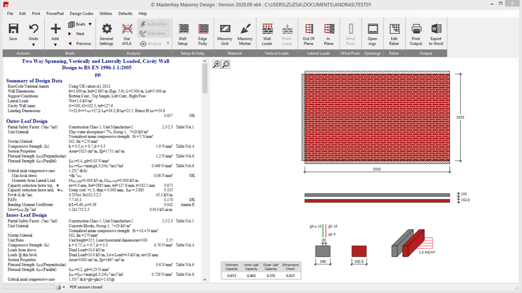 Masonry Wall with Free Edge analysis