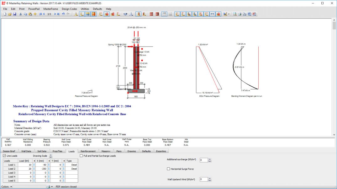 Propped Basement Cavity Filled Masonry Retaining Wall