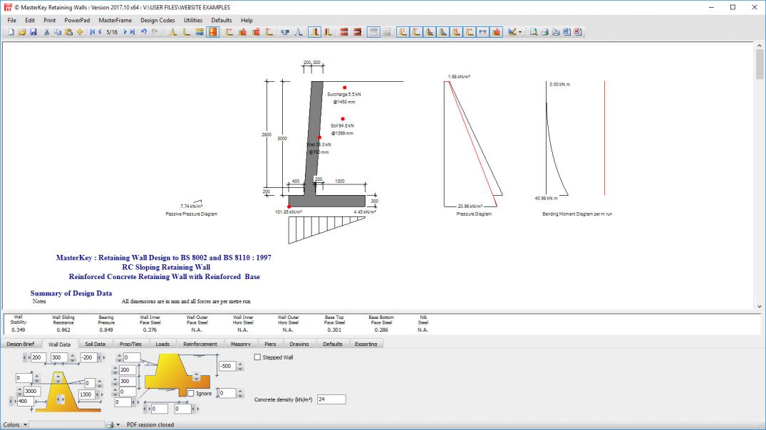 Reinforced Concrete Sloped Retaining Wall