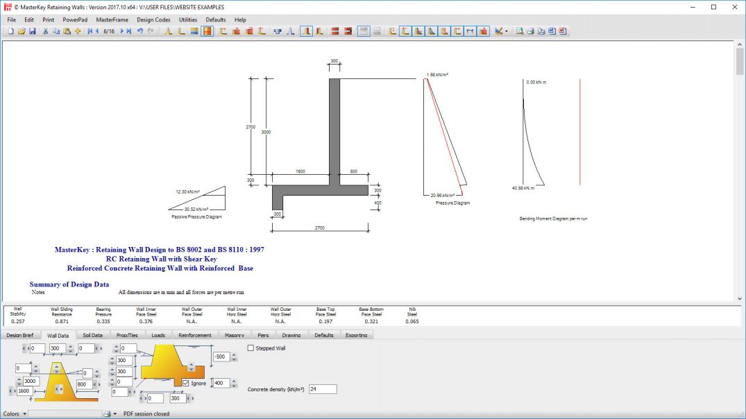 Reinforced Concrete Retaining Wall with Shear Key