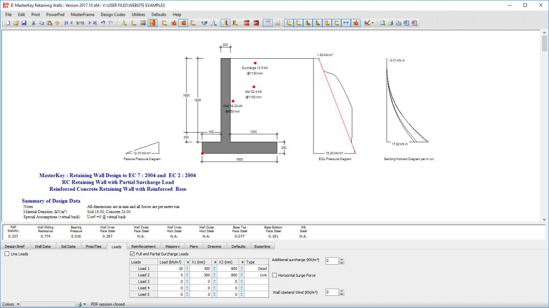 Retaining Wall with Partial Surcharge Load