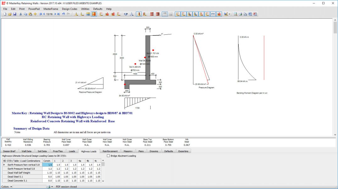 Retaining Wall Design with Standard Highways Loading