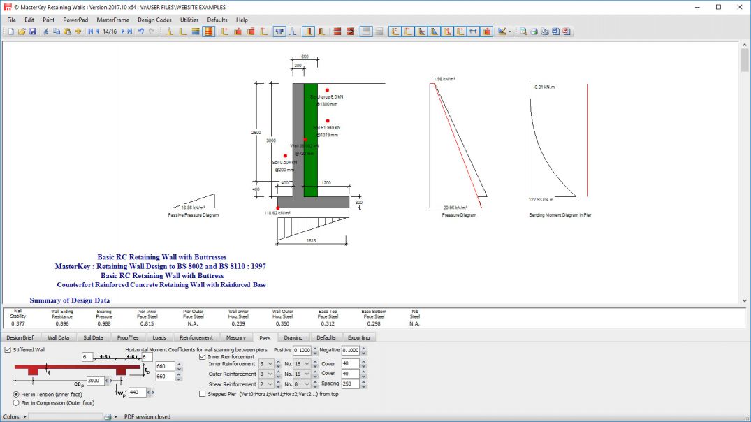 Retaining Wall Calculation with Buttresses