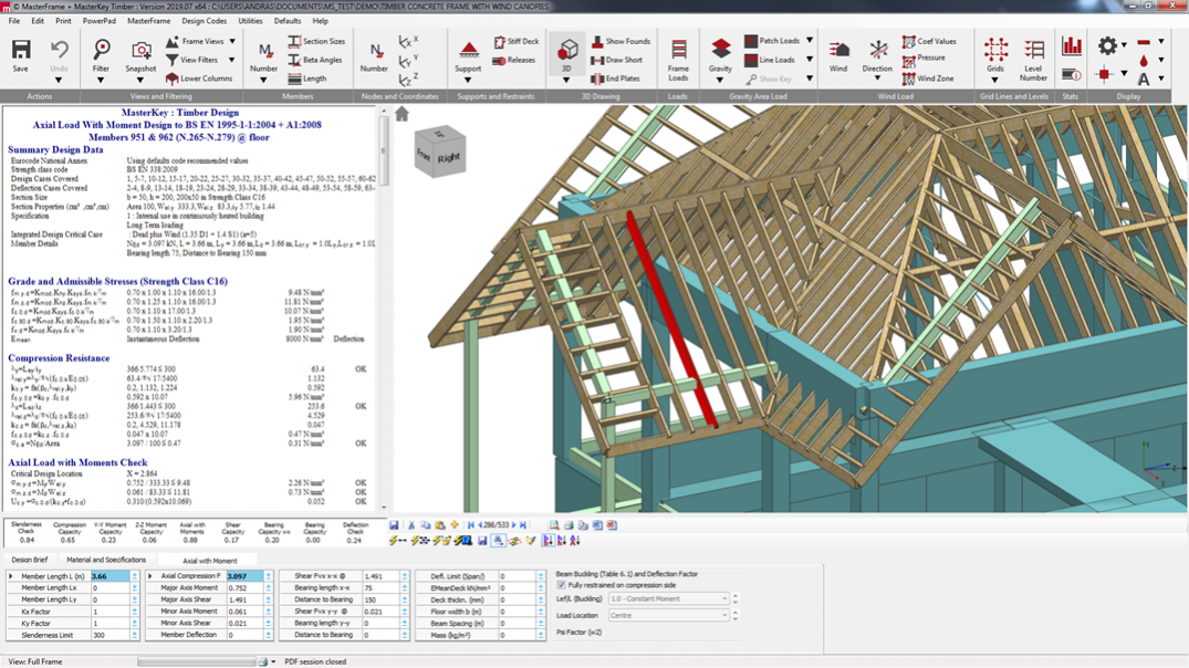 Integrated analysis and design of a timber beam to Eurocode 5