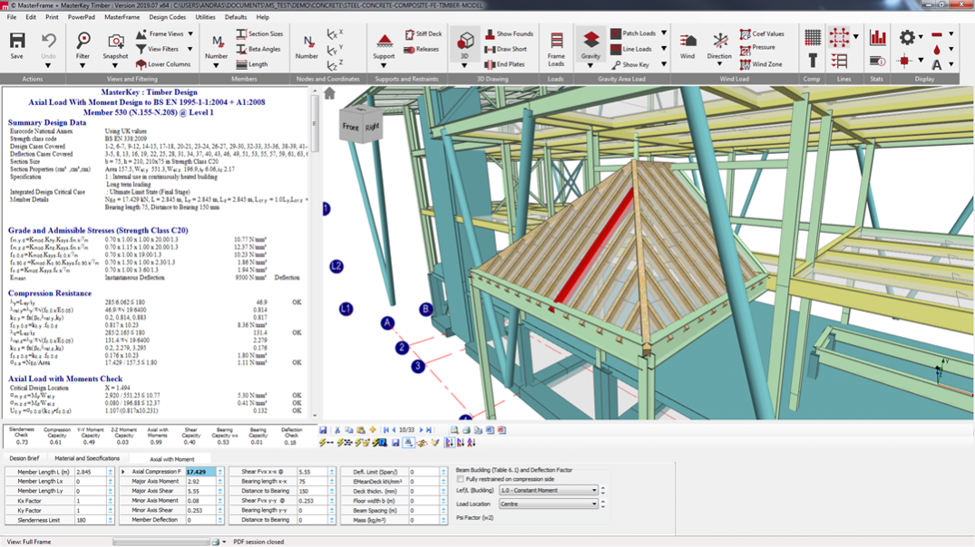 Integrated design of a timber roof to Eurocode 5