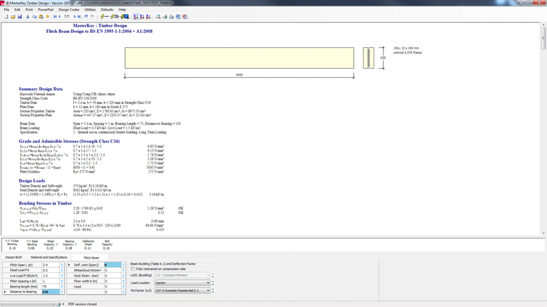 Standalone timber single span beam design to Eurocode 5