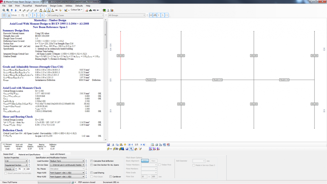 Standalone continuous timber beam design to Eurocode 5