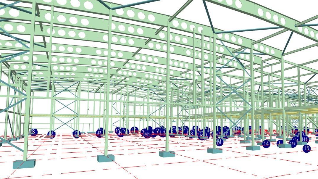 MasterFrame steel hall model with cellular beam