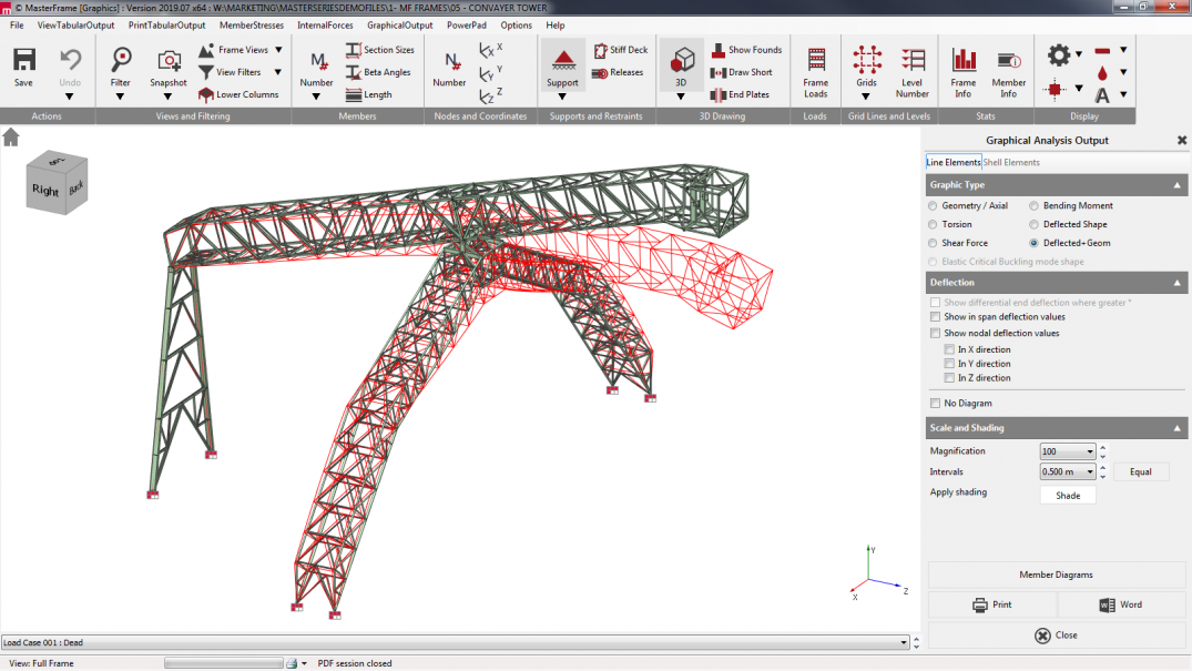 MasterFrame deflection shape of technological structure