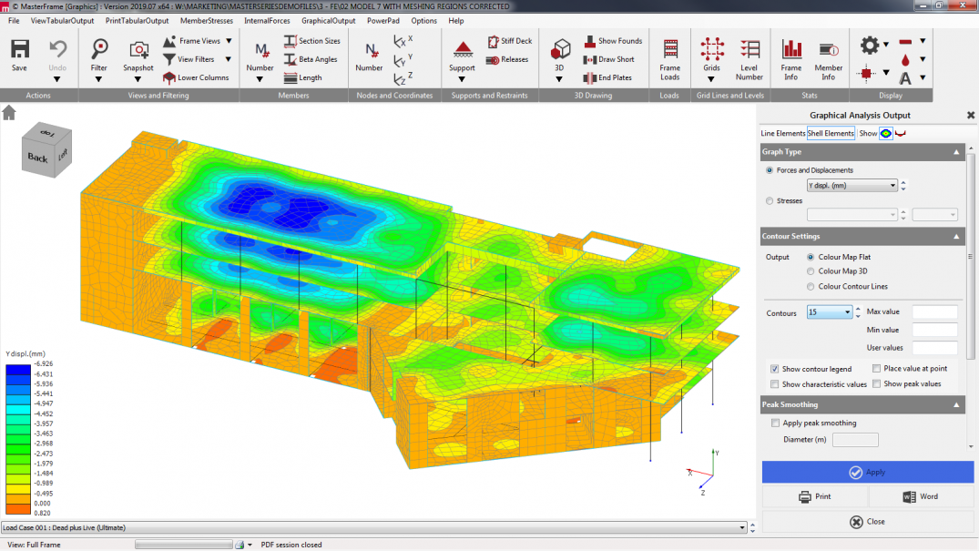 MasterFrame finite element analysis result - Y displacement