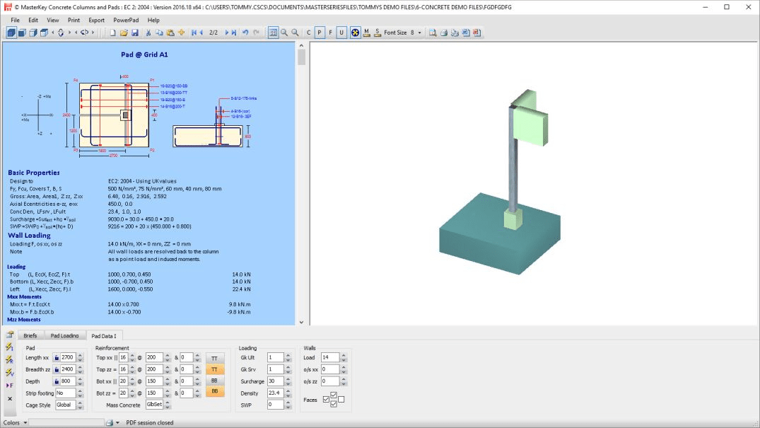 Pad foundation and Concrete Column Analysis & Design