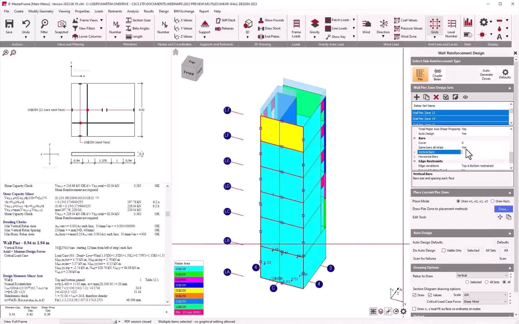 shear wall reinforcement in masterseries to eurocode 2 ec2