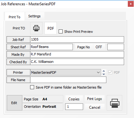 Print Menu | MasterSeries Help